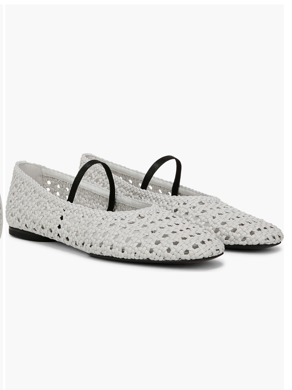 Vince Vivian White Woven Leather Mary Jane Ballet Flats Size 8 New - Picture 2 of 14